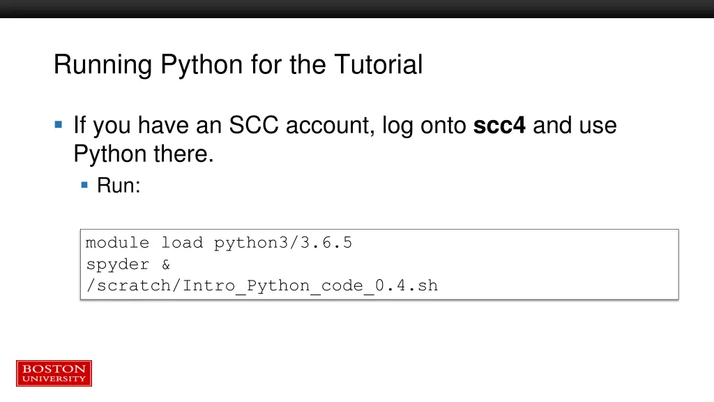 running python for the tutorial