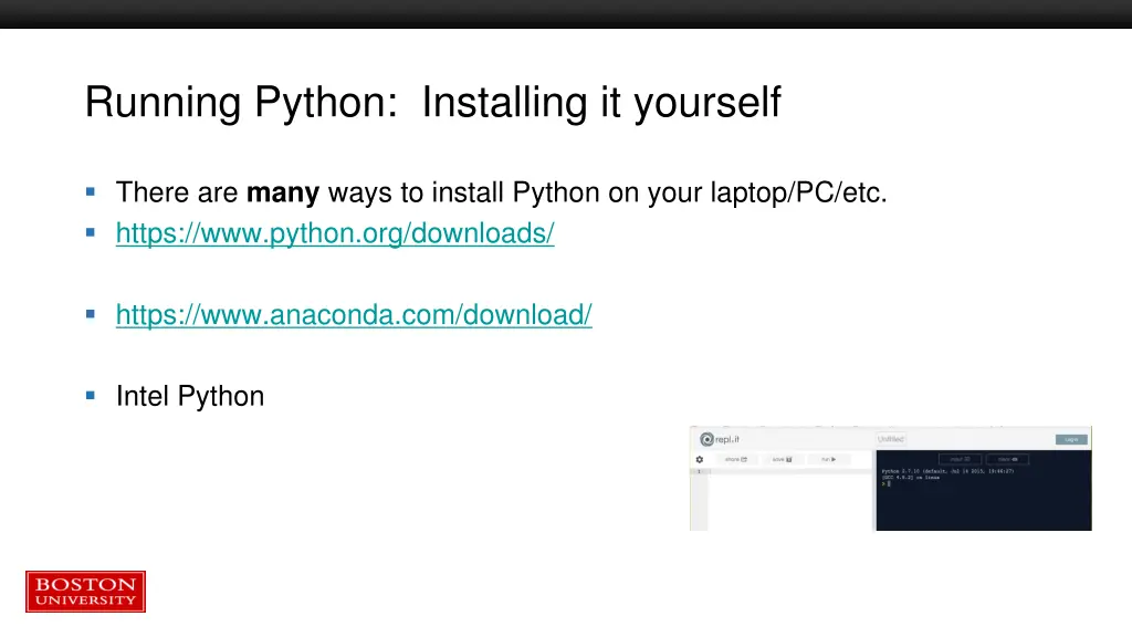 running python installing it yourself