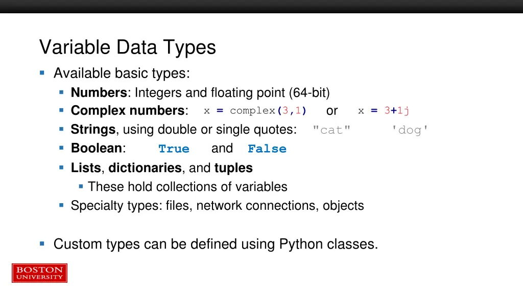 variable data types available basic types numbers