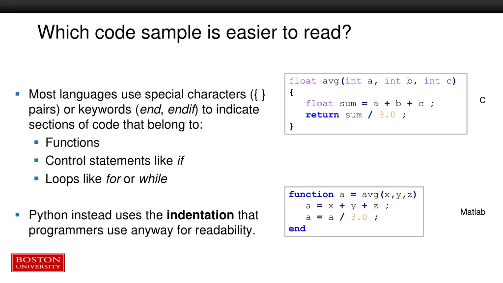 which code sample is easier to read 1