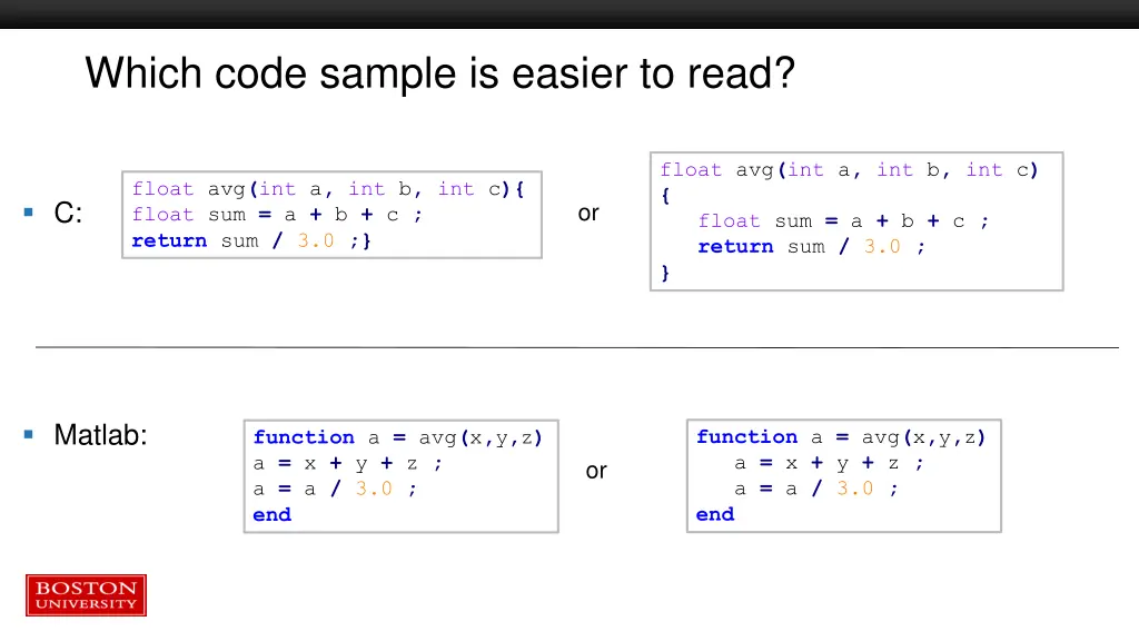 which code sample is easier to read