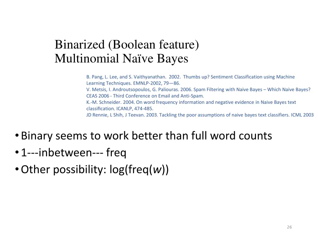 binarized boolean feature multinomial na ve bayes 1