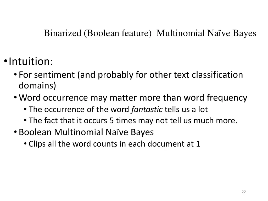 binarized boolean feature multinomial na ve bayes