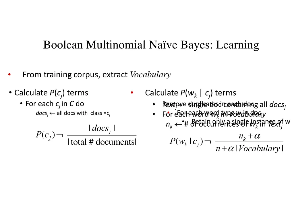 boolean multinomial na ve bayes learning