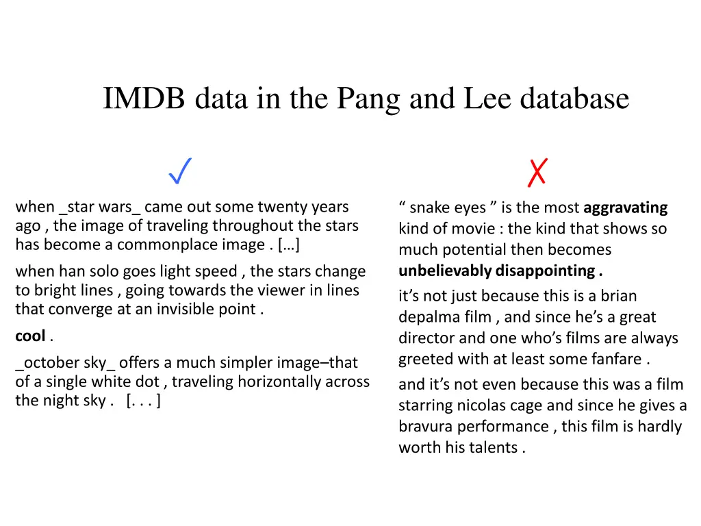 imdb data in the pang and lee database