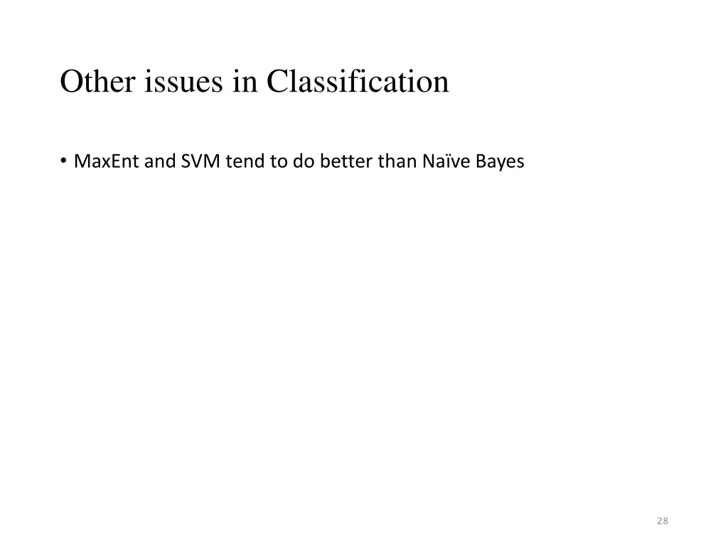 other issues in classification