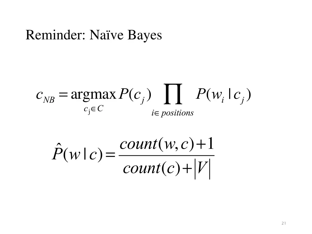 reminder na ve bayes