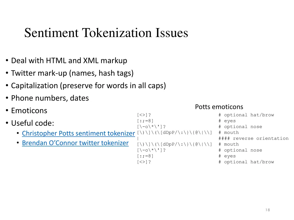 sentiment tokenization issues