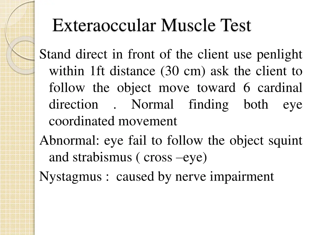 exteraoccular muscle test