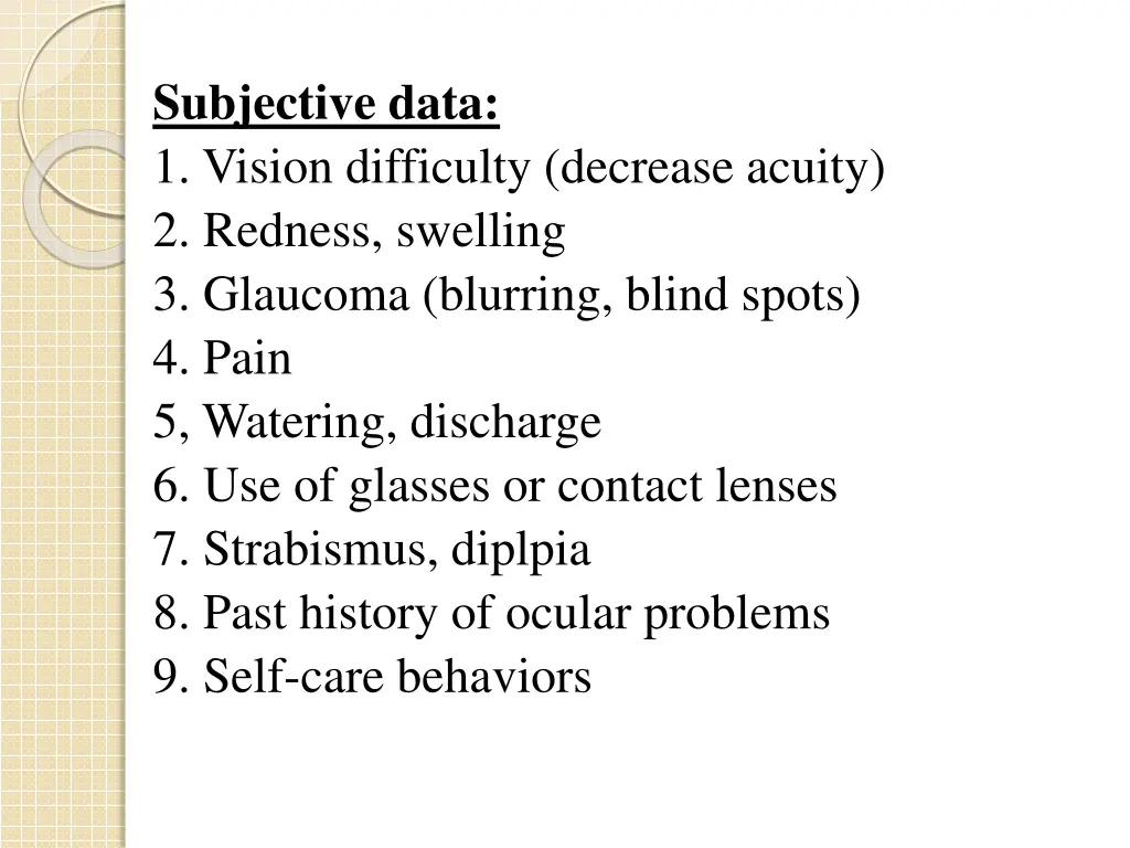 subjective data 1 vision difficulty decrease