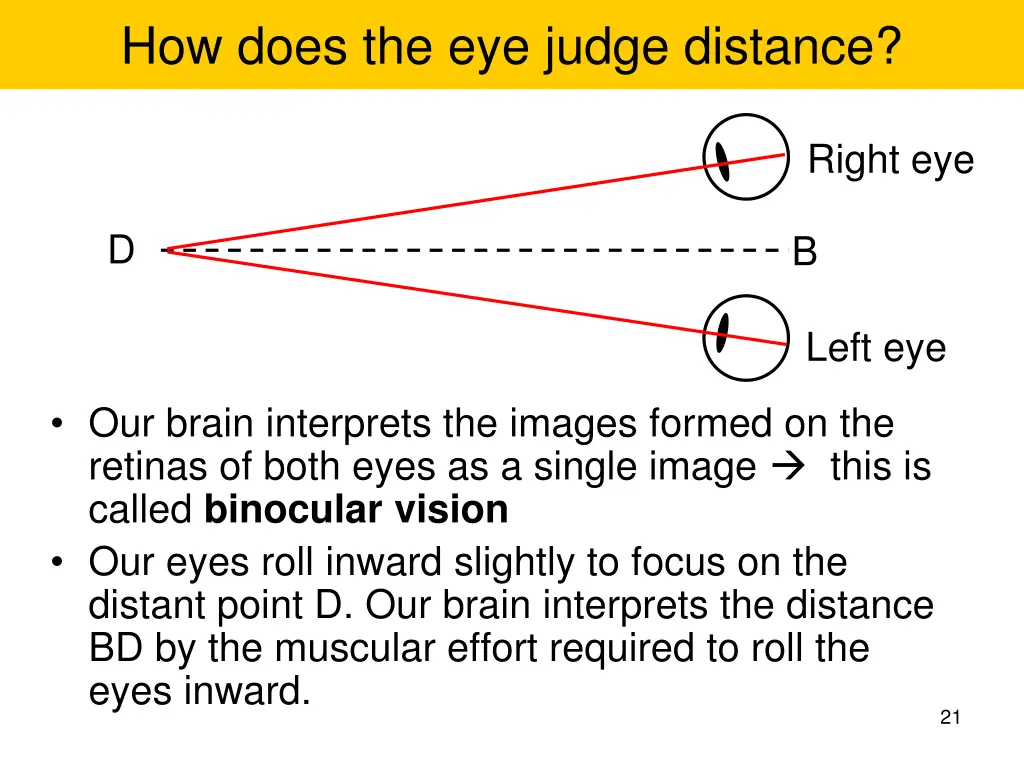 how does the eye judge distance