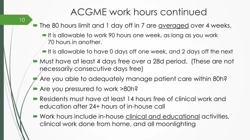 acgme work hours continued