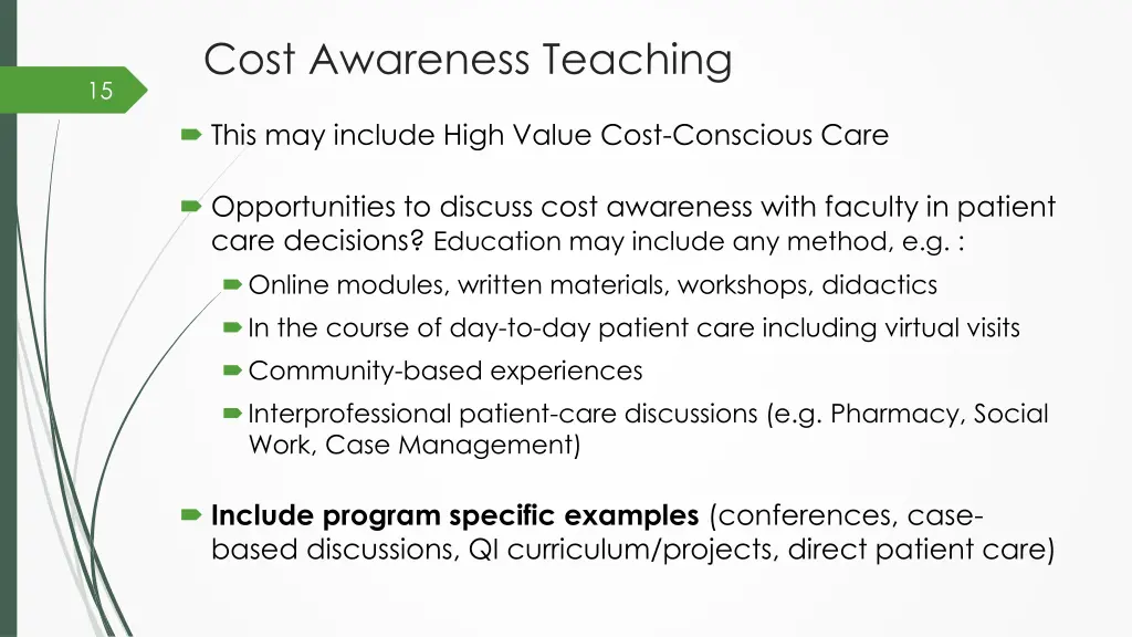 cost awareness teaching