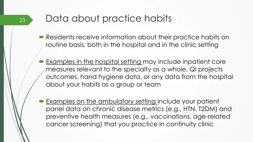 data about practice habits