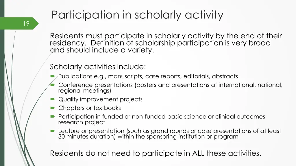 participation in scholarly activity