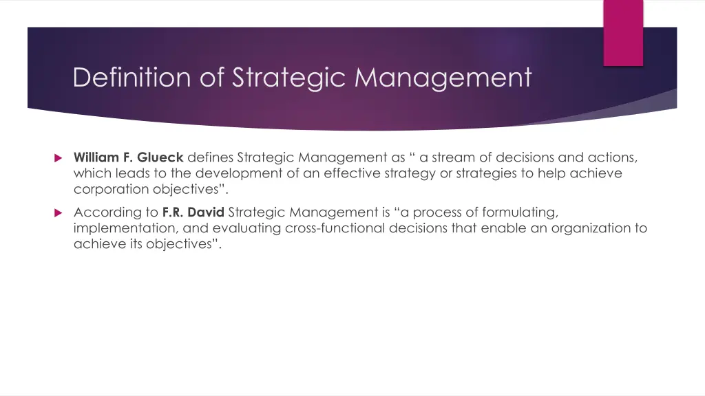 definition of strategic management