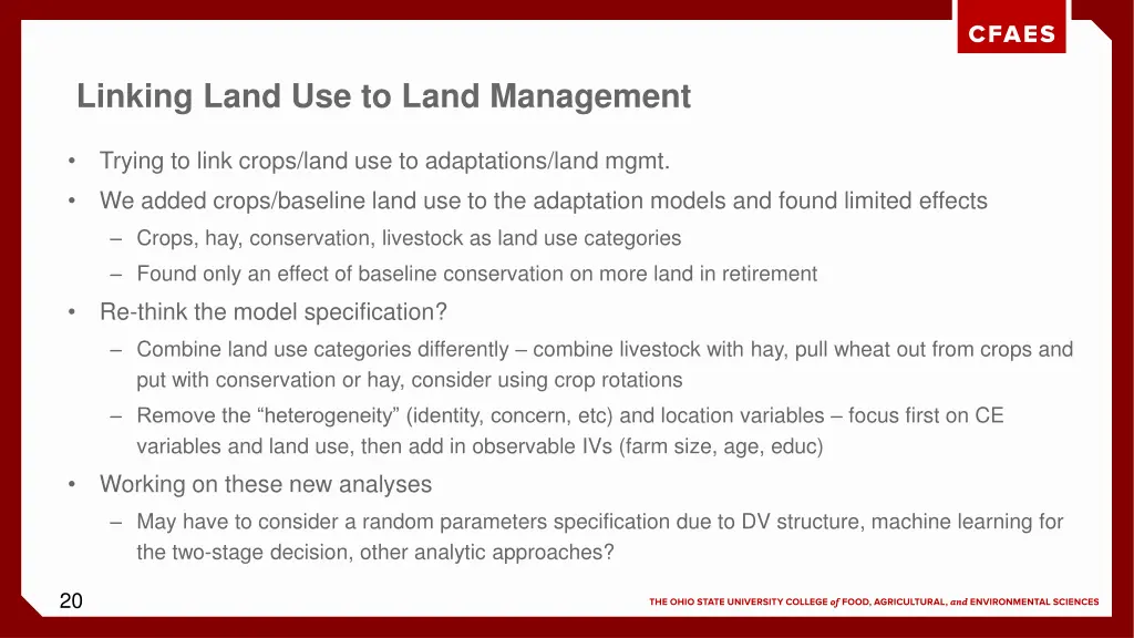 linking land use to land management