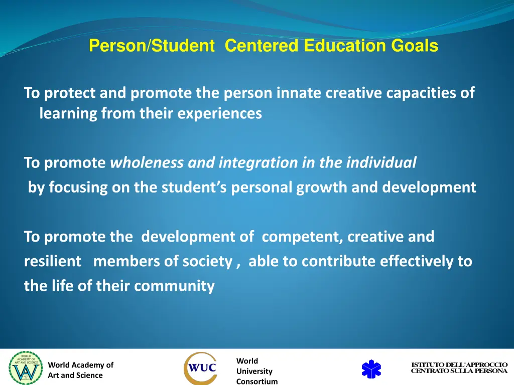 person student centered education goals