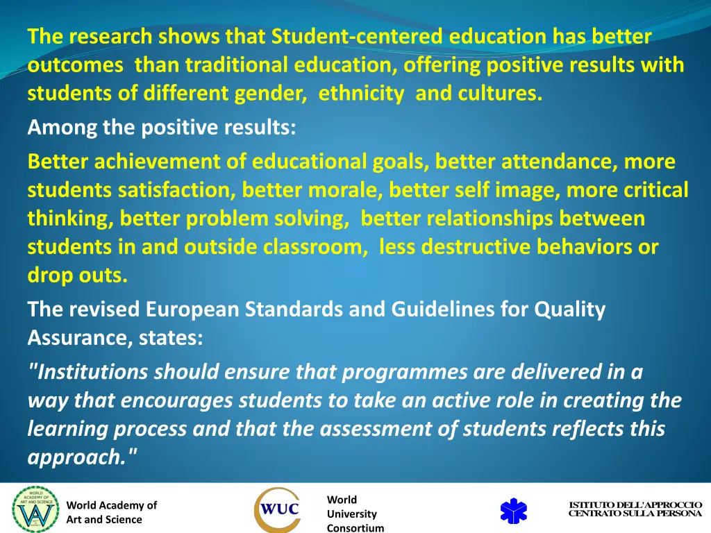 the research shows that student centered