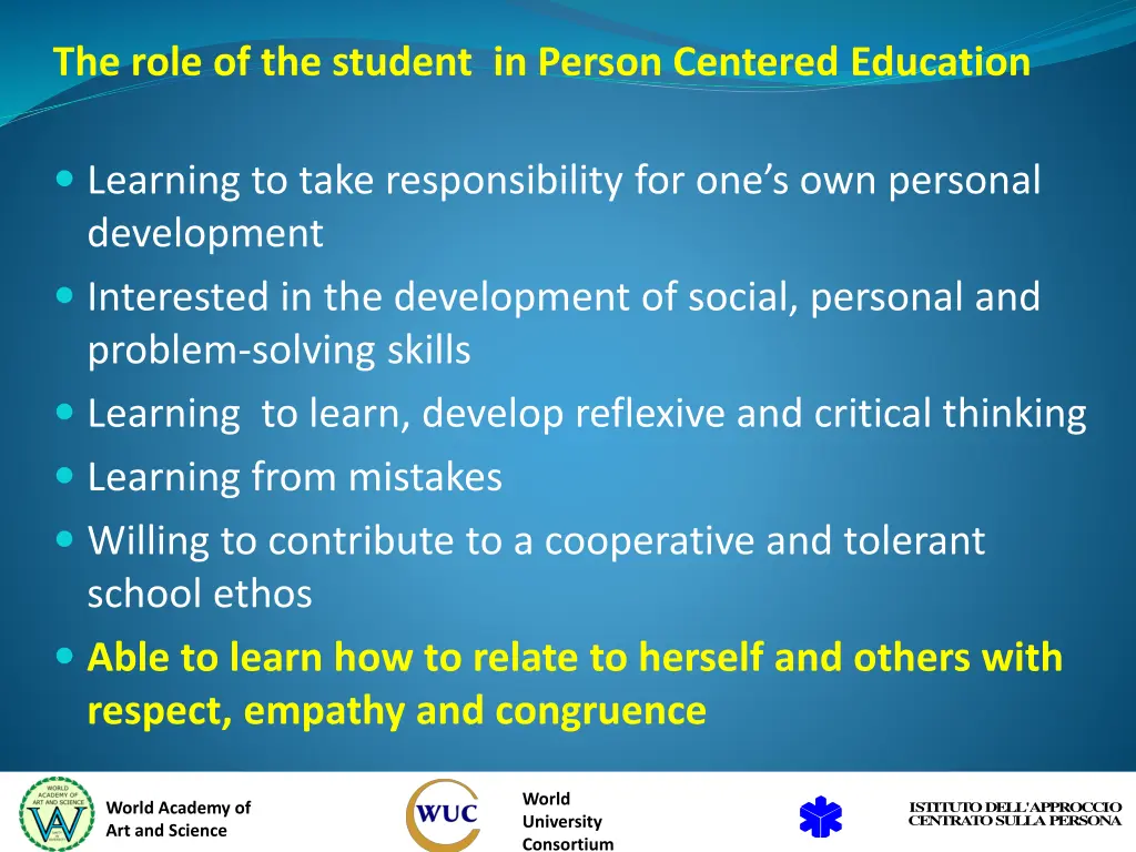 the role of the student in person centered