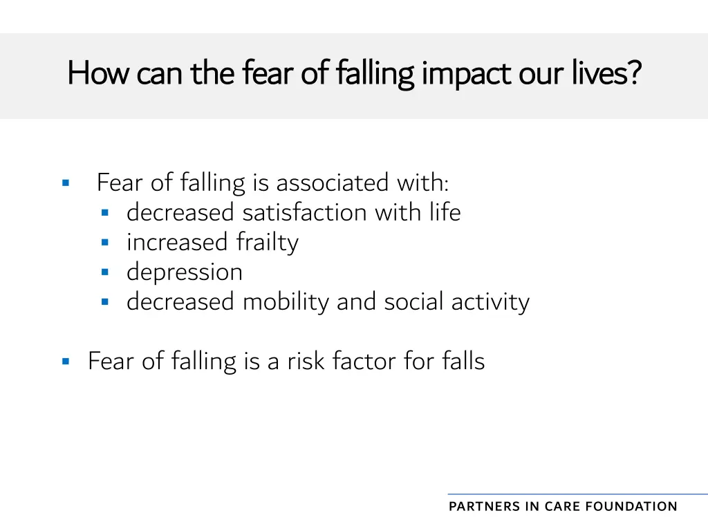 how can the fear of falling impact our lives