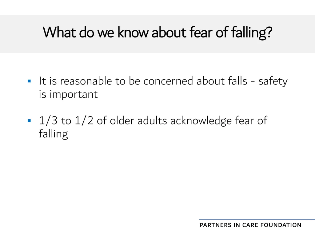 what do we know about fear of falling