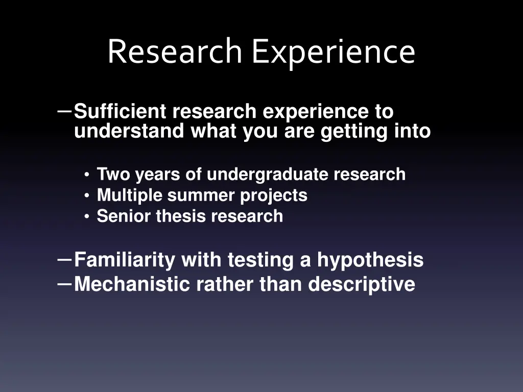 research experience