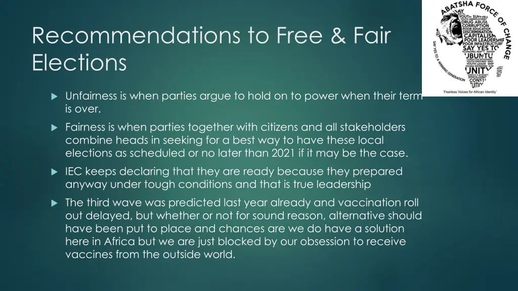 recommendations to free fair elections 4