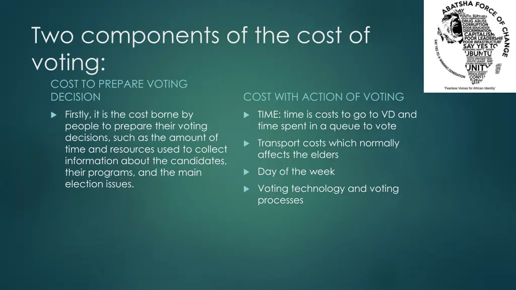 two components of the cost of voting cost