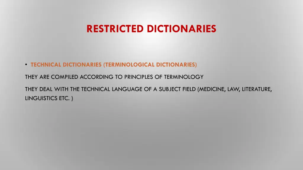 restricted dictionaries