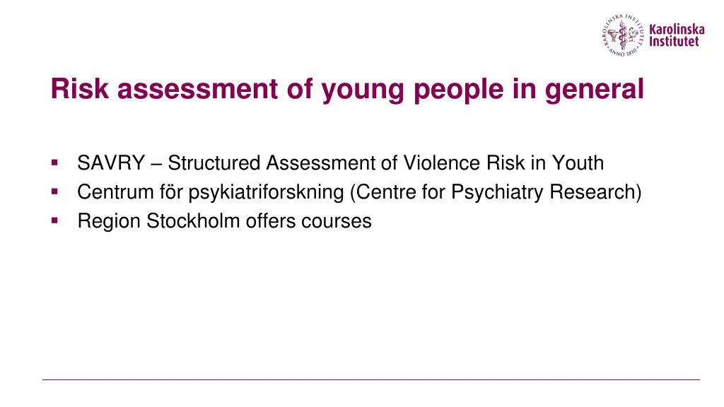 risk assessment of young people in general