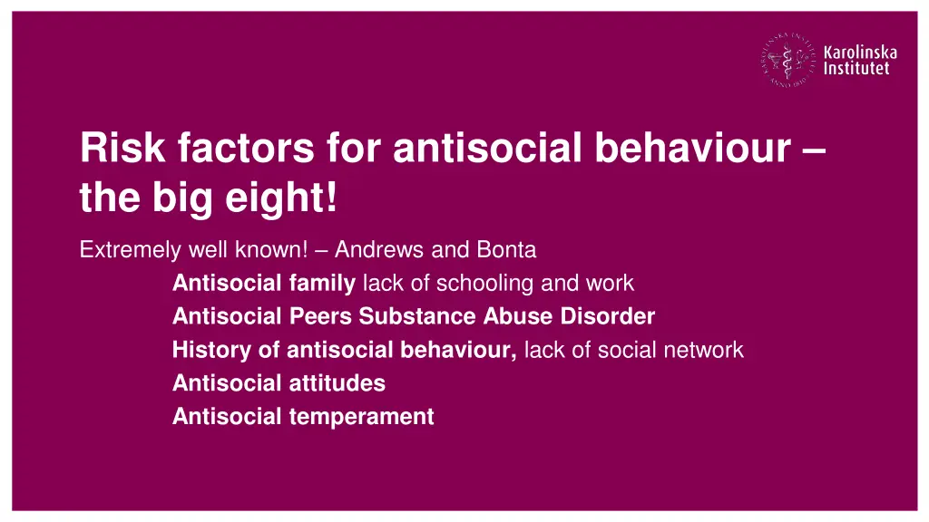 risk factors for antisocial behaviour