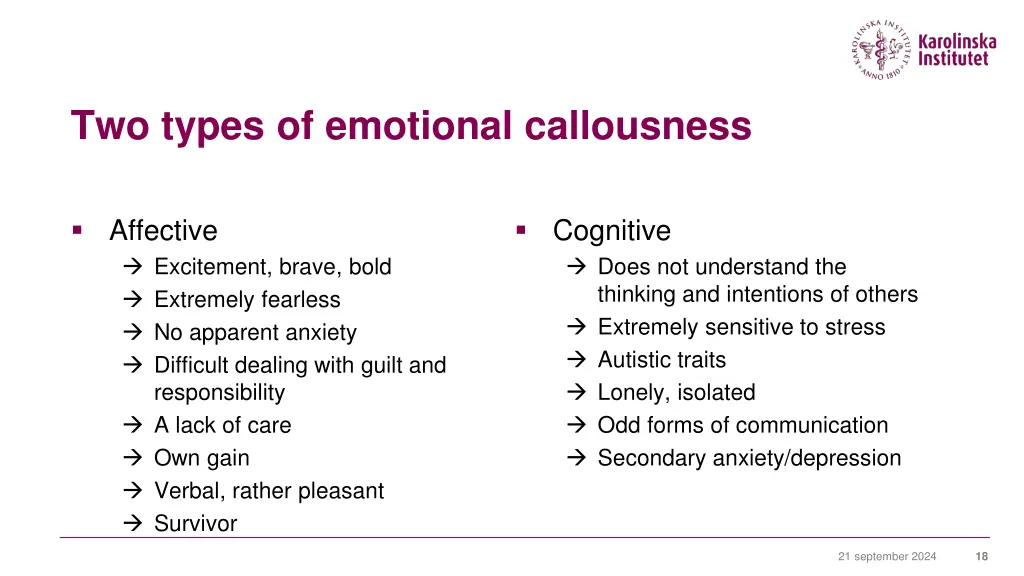 two types of emotional callousness