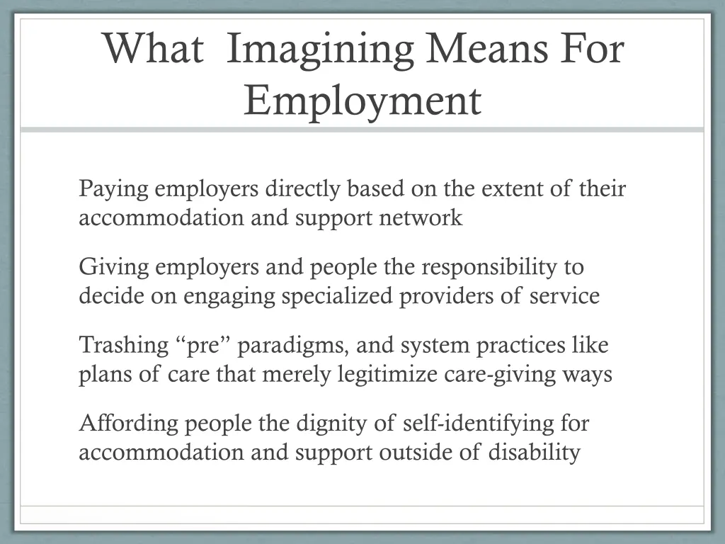 what imagining means for employment