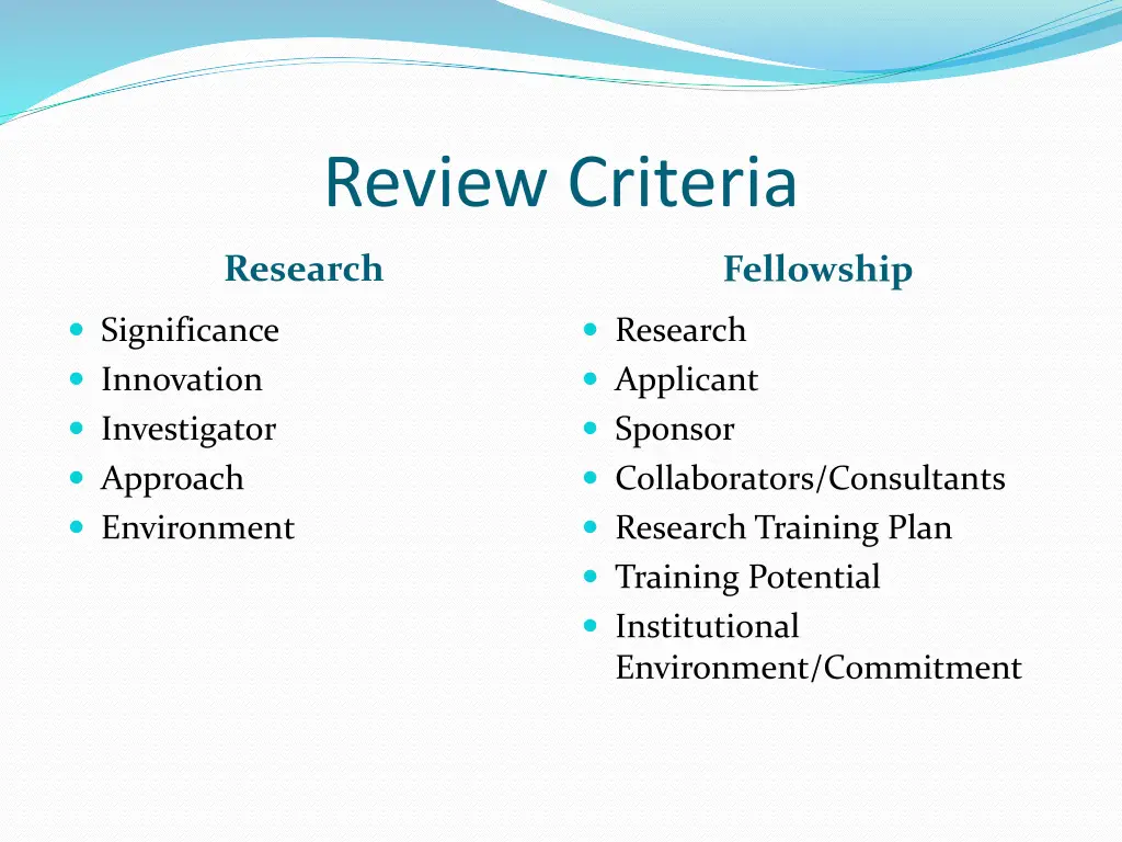 review criteria