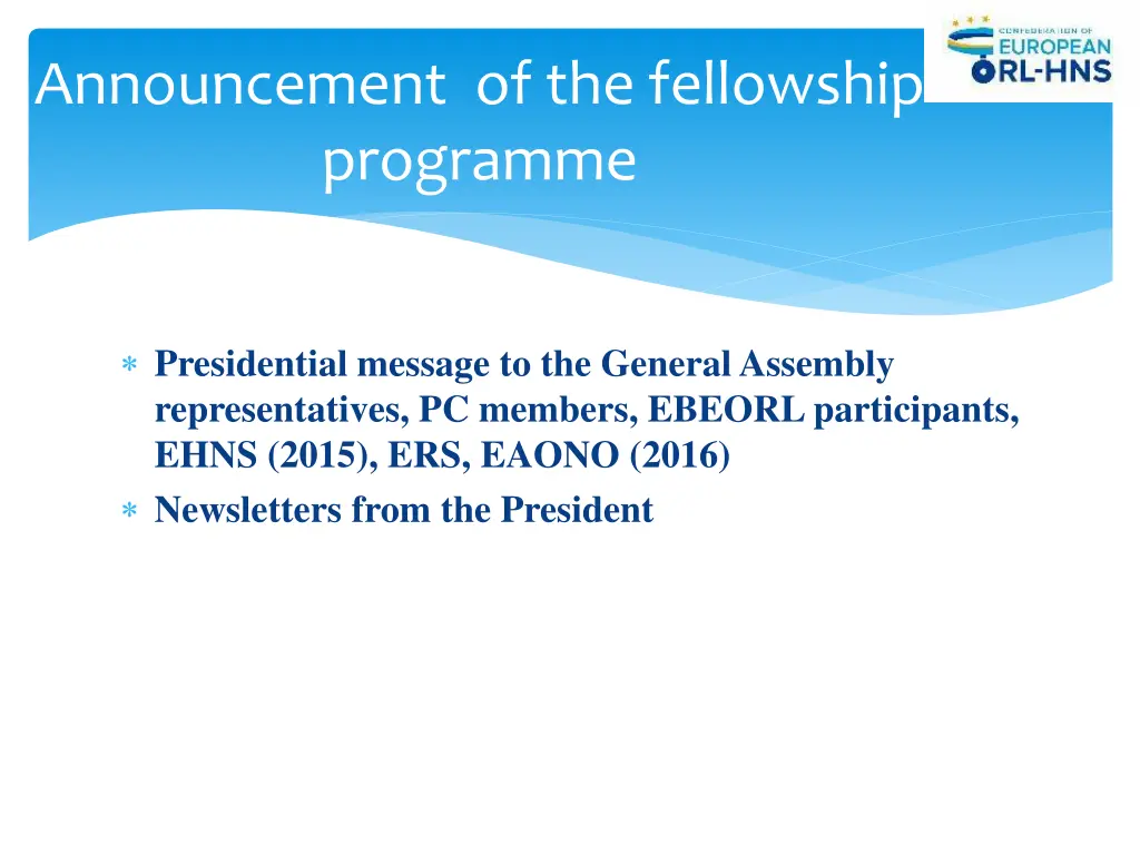 announcement of the fellowship programme