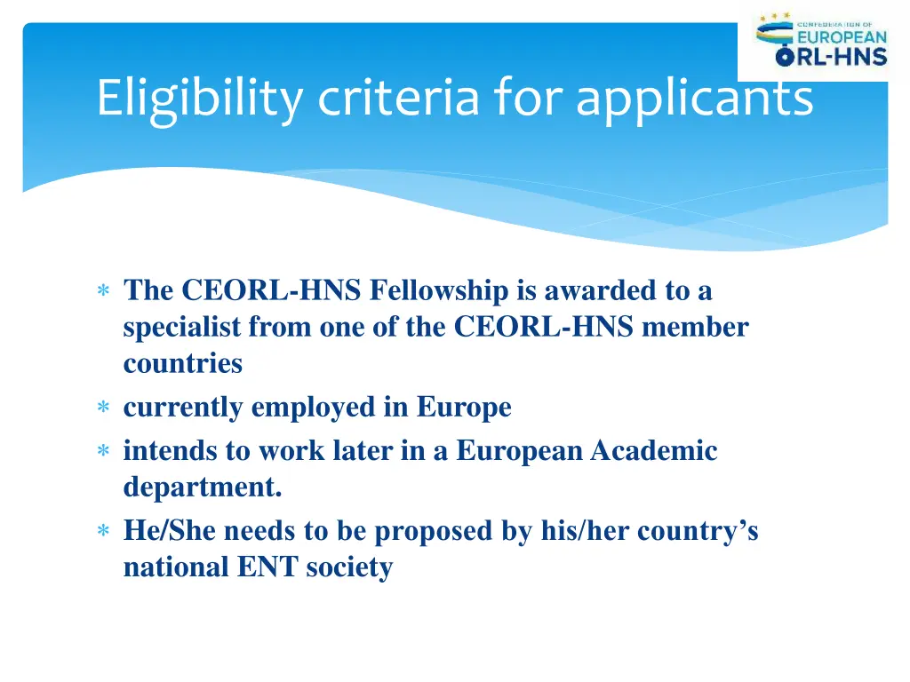 eligibility criteria for applicants