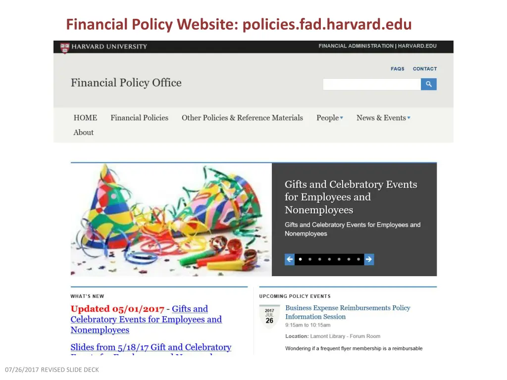 financial policy website policies fad harvard edu