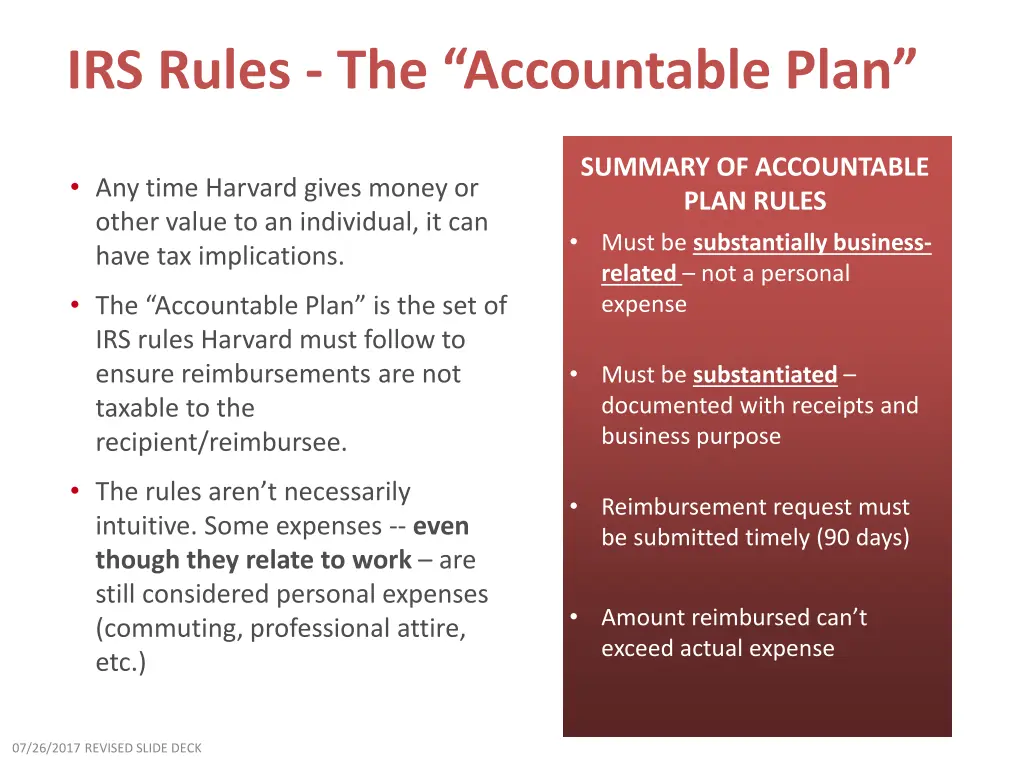 irs rules the accountable plan