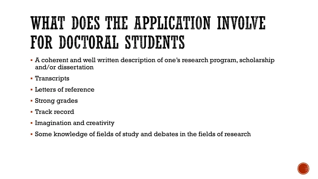 what does the application involve for doctoral