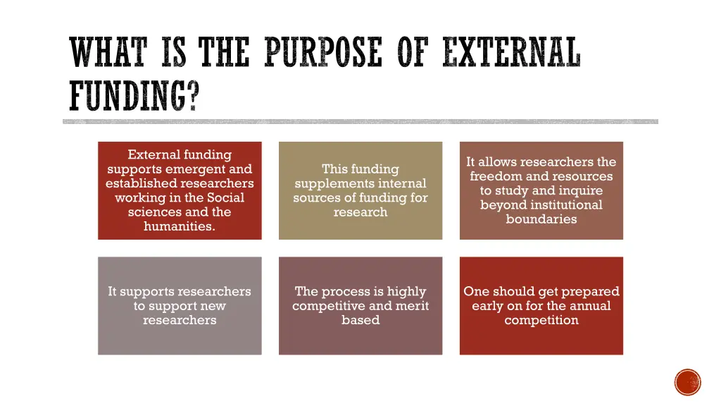 what is the purpose of external funding