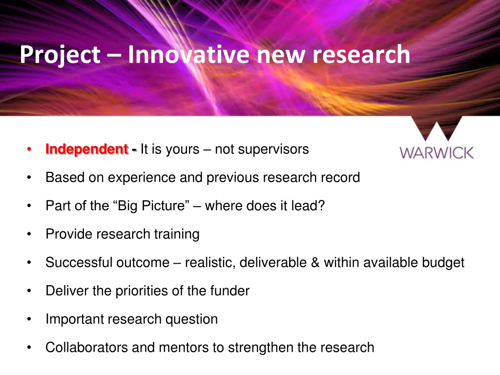 project innovative new research