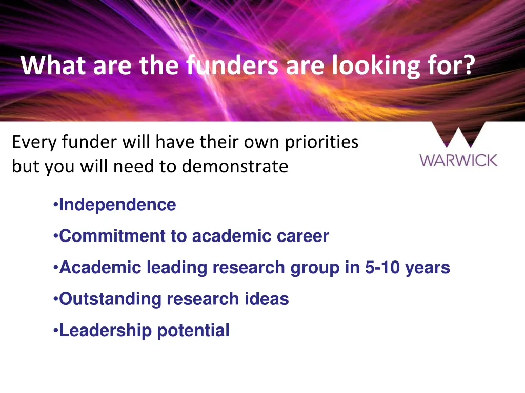 what are the funders are looking for