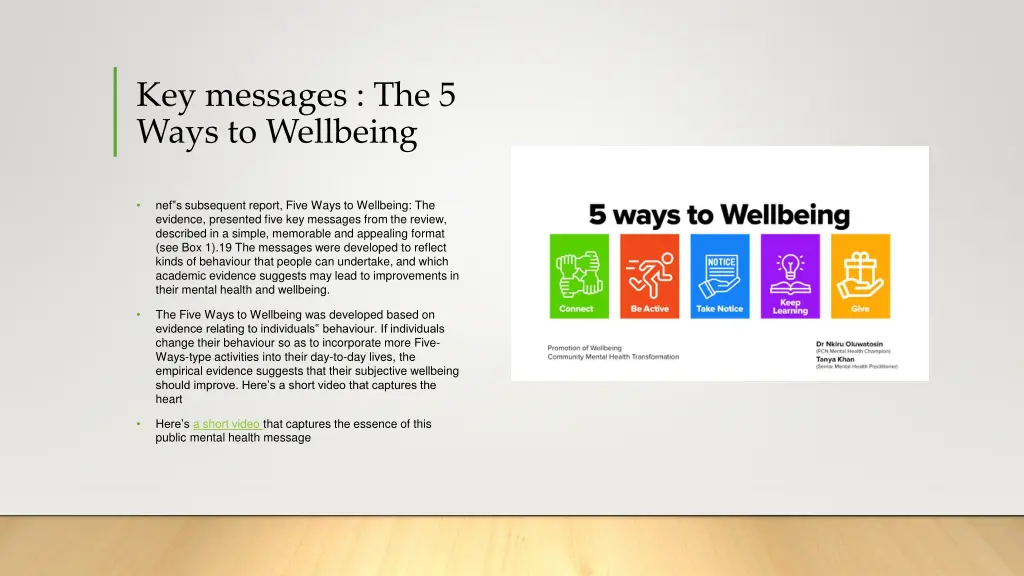 key messages the 5 ways to wellbeing