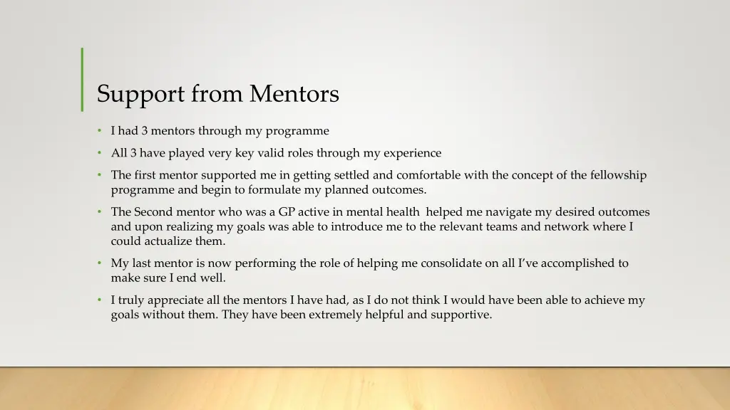 support from mentors