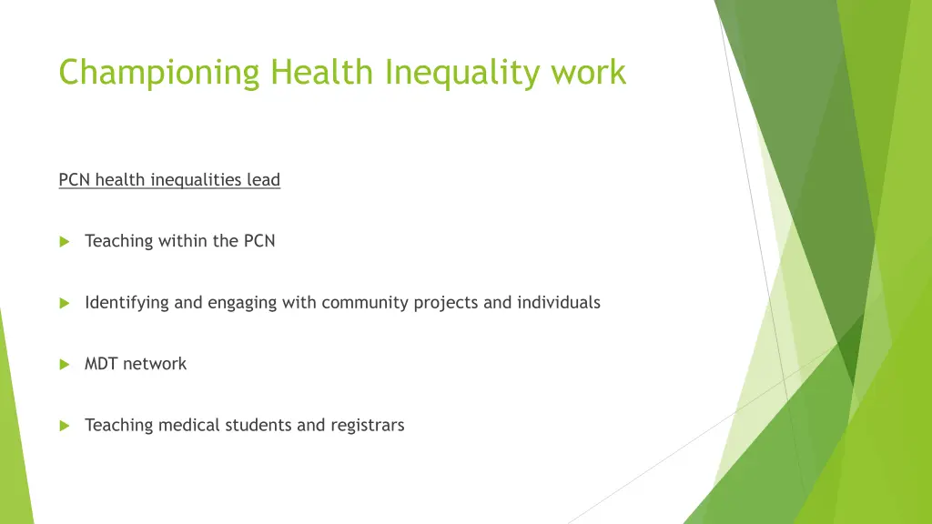 championing health inequality work