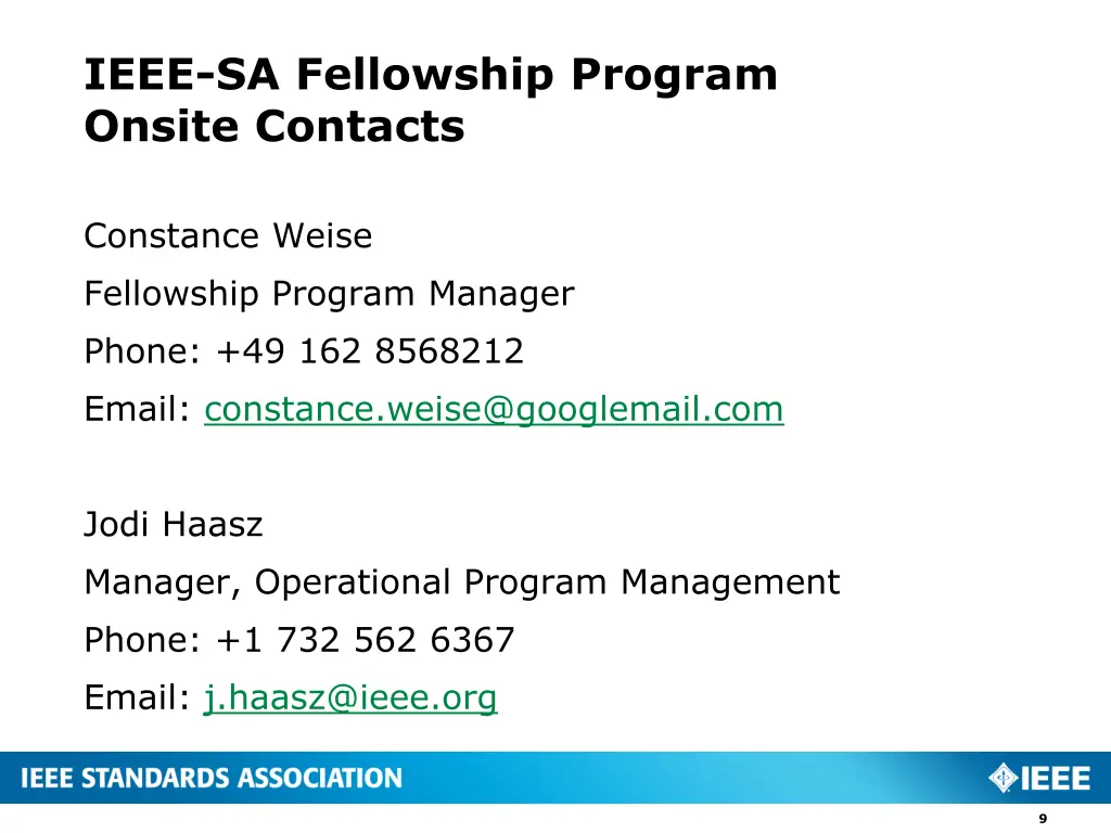 ieee sa fellowship program onsite contacts