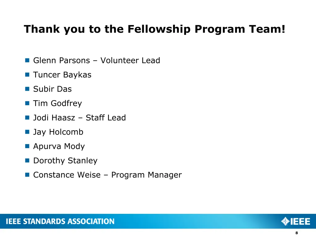 thank you to the fellowship program team