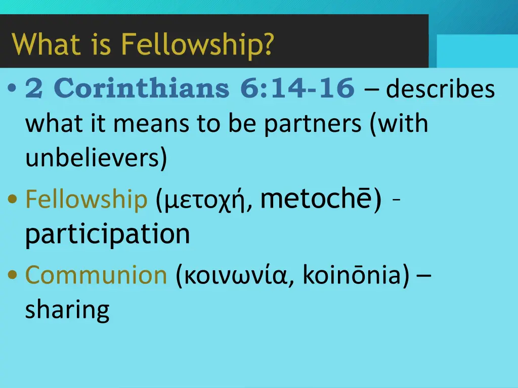 what is fellowship 2 corinthians