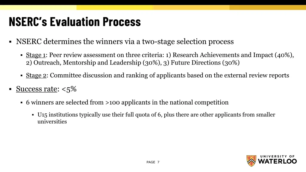 nserc s evaluation process